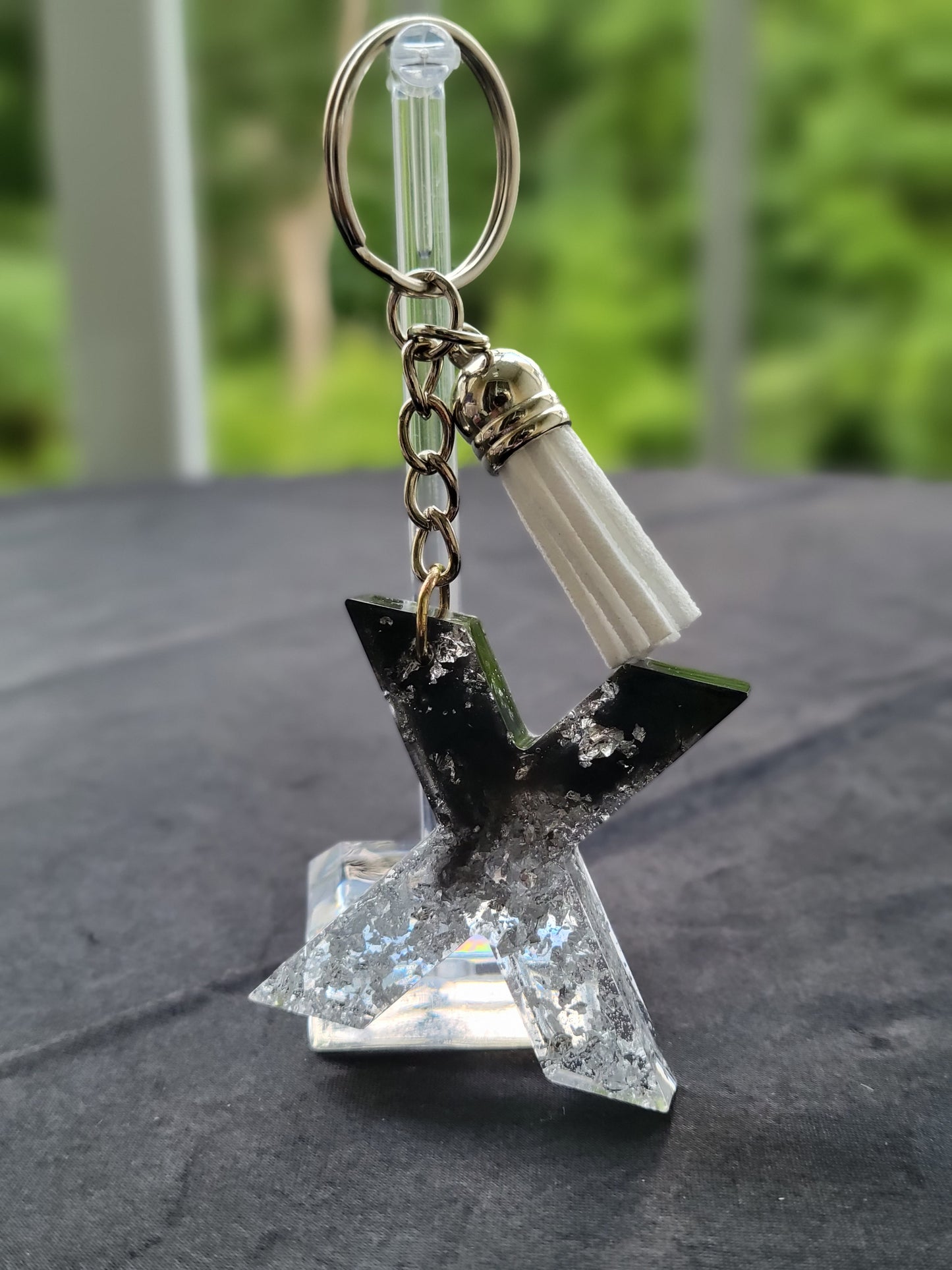 Black and Silver Foil Keychain