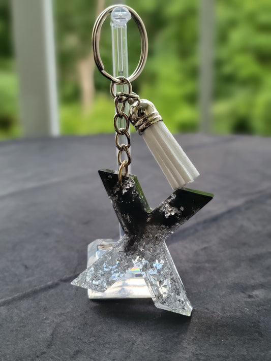 Black and Silver Foil Keychain