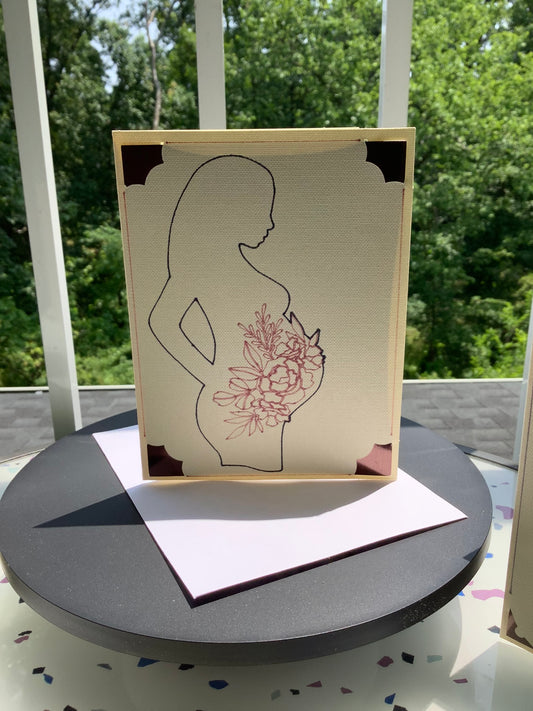 Floral Baby Belly Congratulations Greeting Card