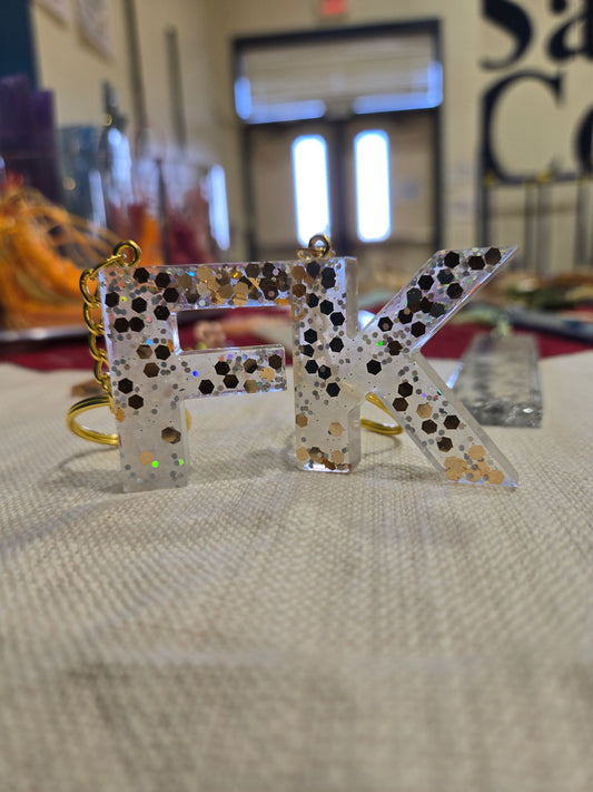 Bronze Confetti Initial Keychain