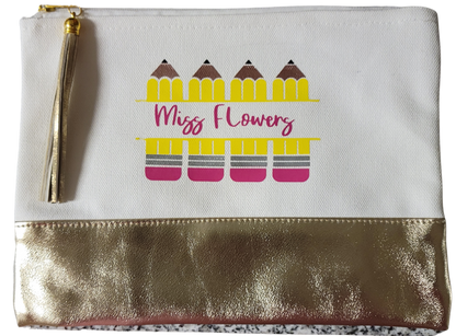 Pencil Monogramed Zippered Pouch